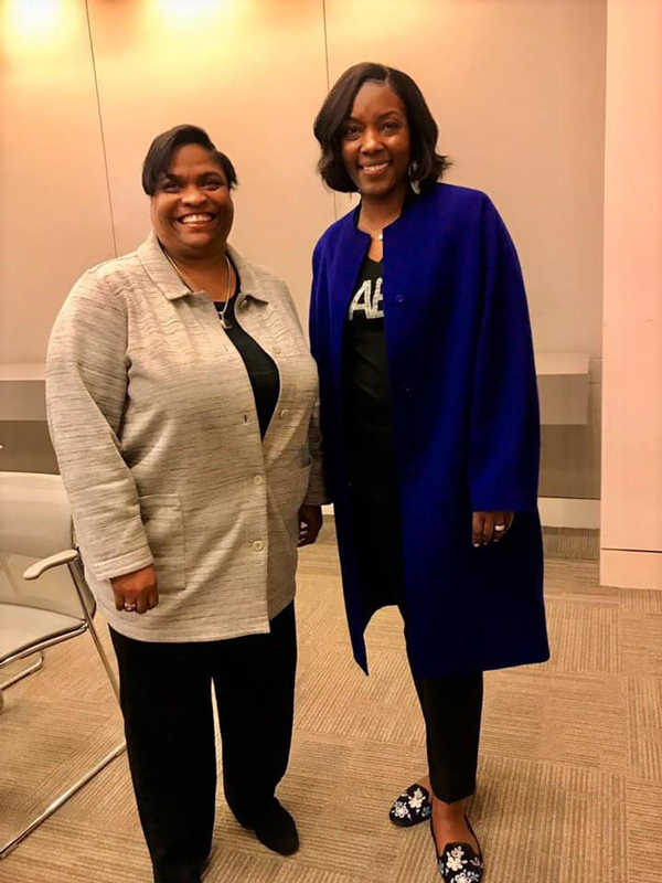 Telisa Toliver, AABE Board Chair (L) with Paula Glover.