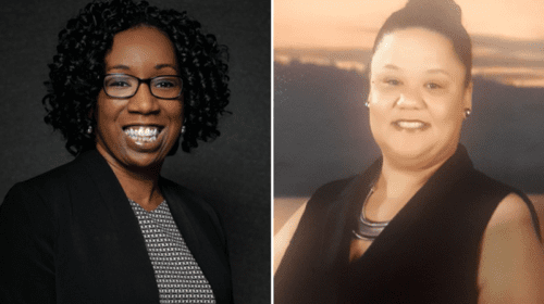 Left: Leonelle Thompson, director of Career and Professional Development at Langston University, Oklahoma’s only HBCU. Right: Stephanie Galloway, a chemical engineer, and career and technical education teacher at Wunsche High School in Spring, Texas.