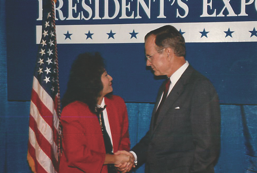 A member of George H.W. Bush’s Export Council from 1991-93, Cole met the president in 1992.