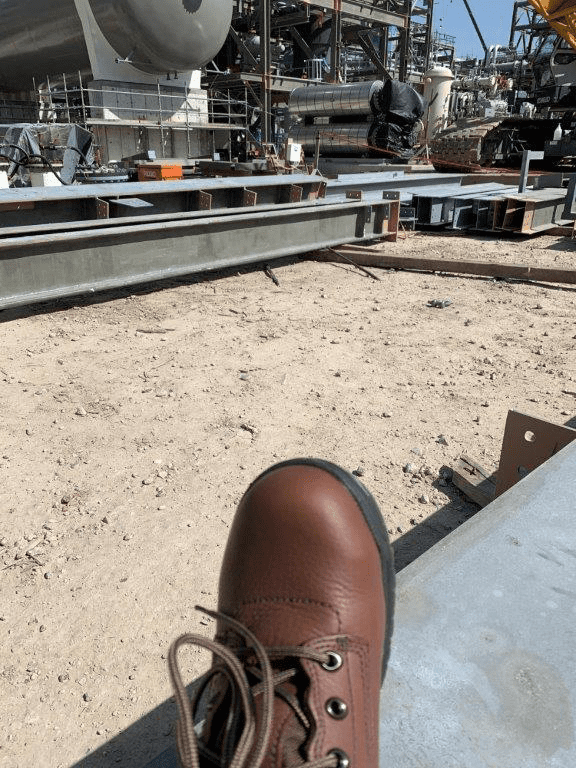 Whether feedstock or technology, the same steel toe boots are required. Klavers wears her on a recent site visit in Houston, Texas. Photos courtesy of Kristine Klavers.