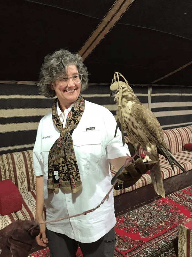 Outgoing AAPG president Gretchen Gillis at the 2018 Aramco Bedouin Festival.
