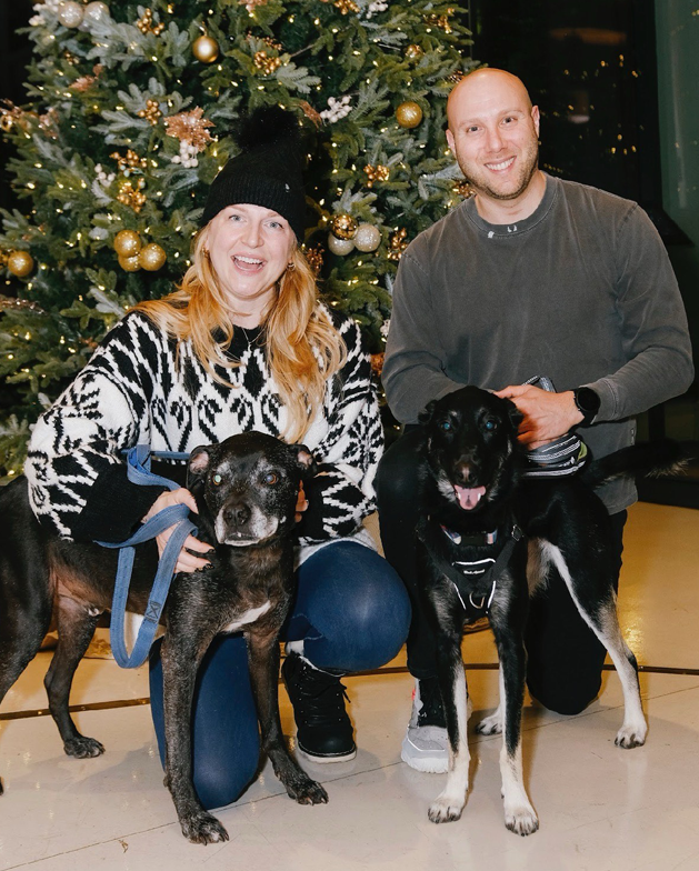 Jeana Cohen and Birdie with Justin Cohen and Maverick (Christmas 2023).