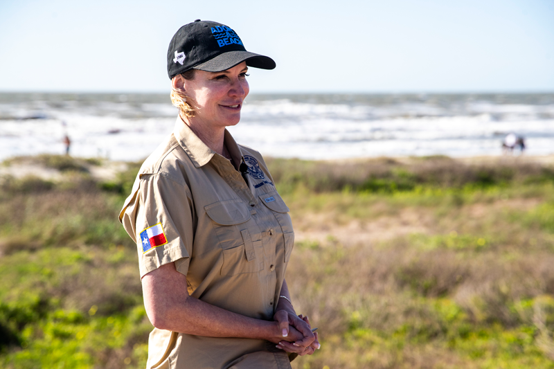 Commissioner Buckingham on Galveston Island, Texas, at Adopt a Beach.